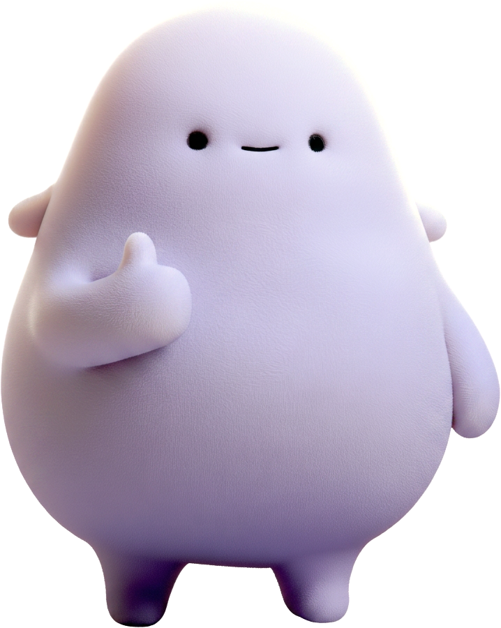 The Comfortly character standing proud